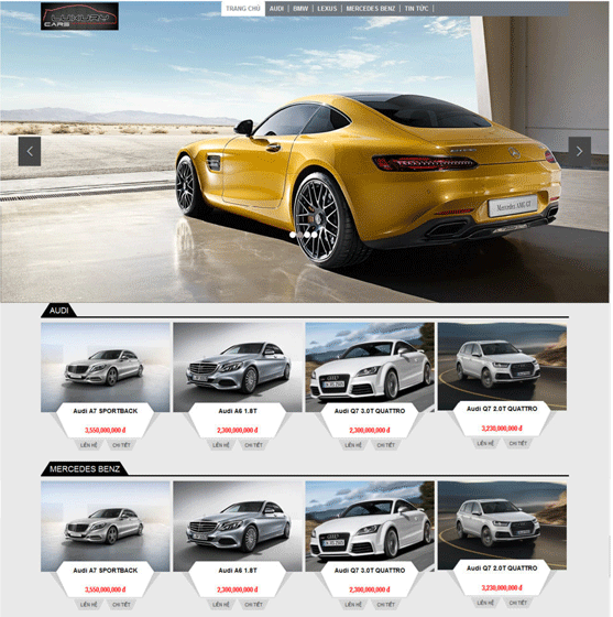 Loại mẫu thiết kế web xe hơi
