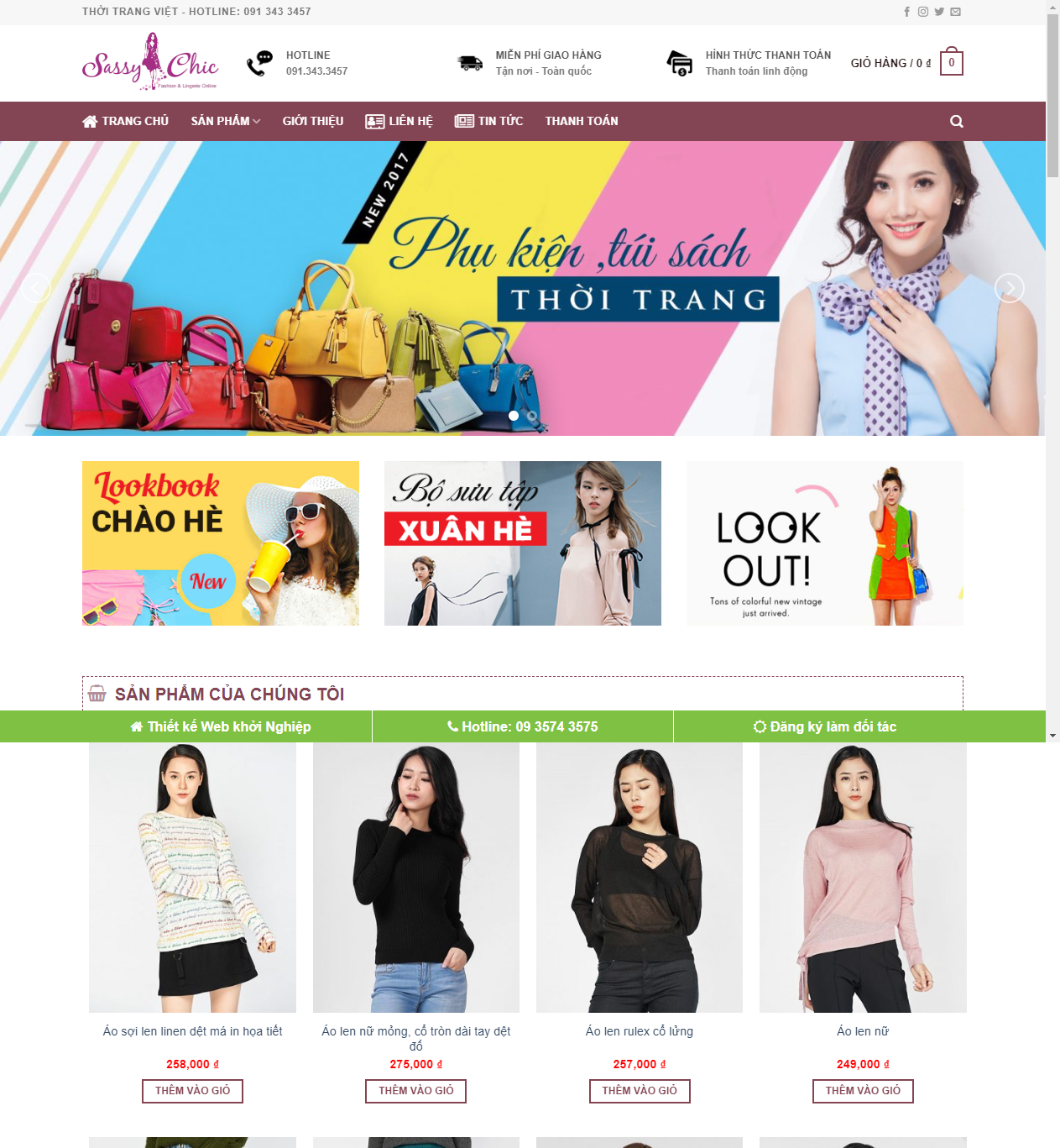 Mẫu thiết kế web bán quần áo