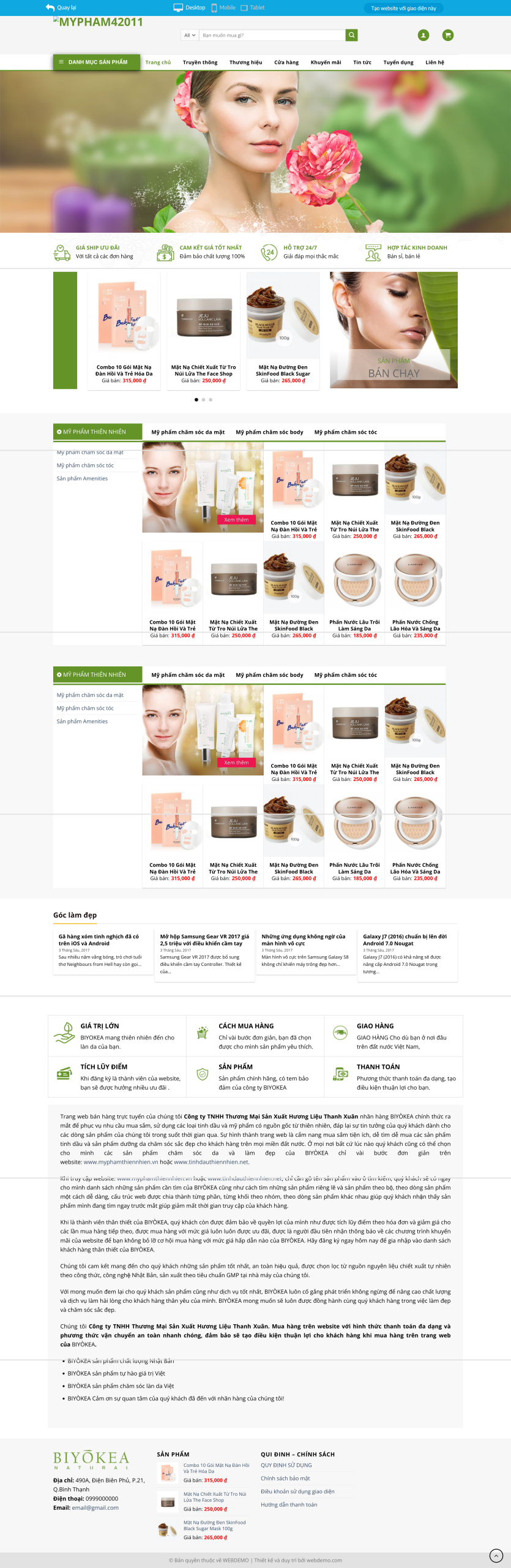 Thiết kế web mỹ phẩm