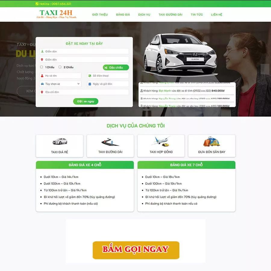 Thiết kế web taxi