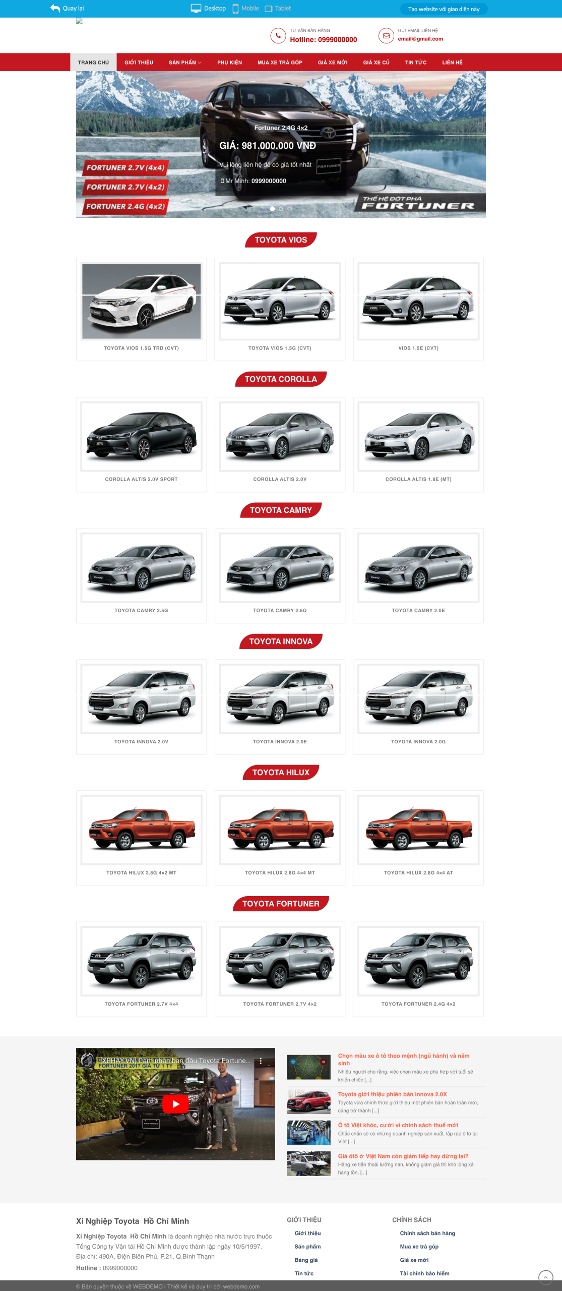 Thiết kế web thuê xe