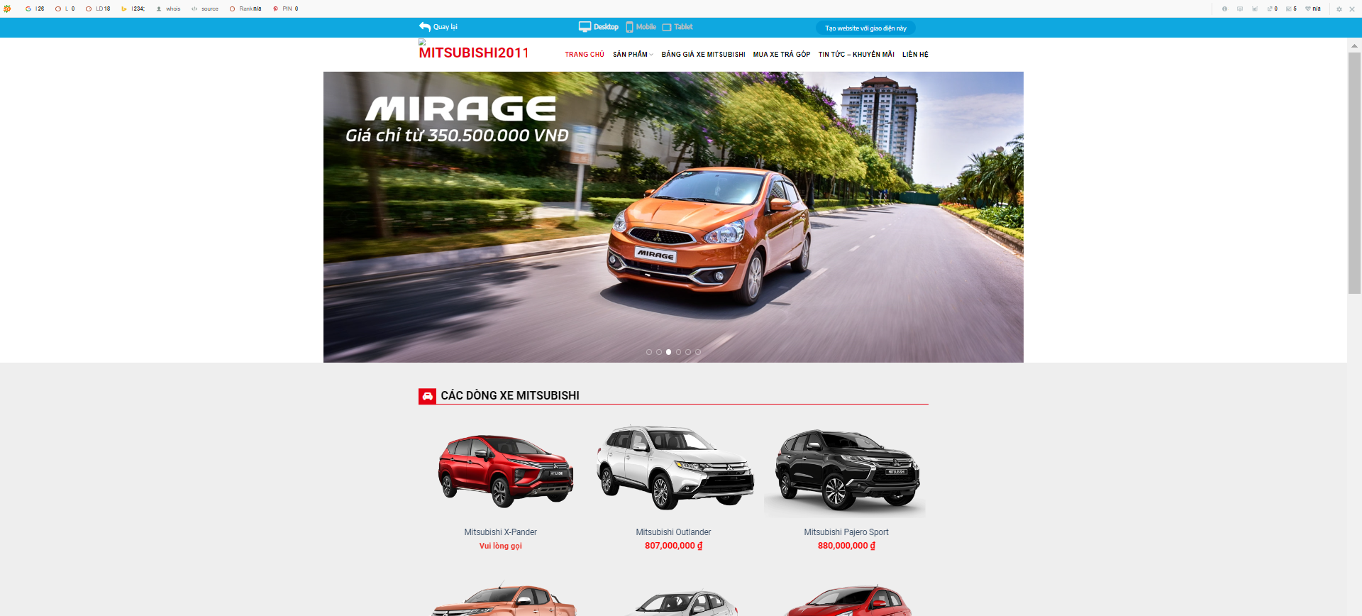 Thiết kế web xe hơi