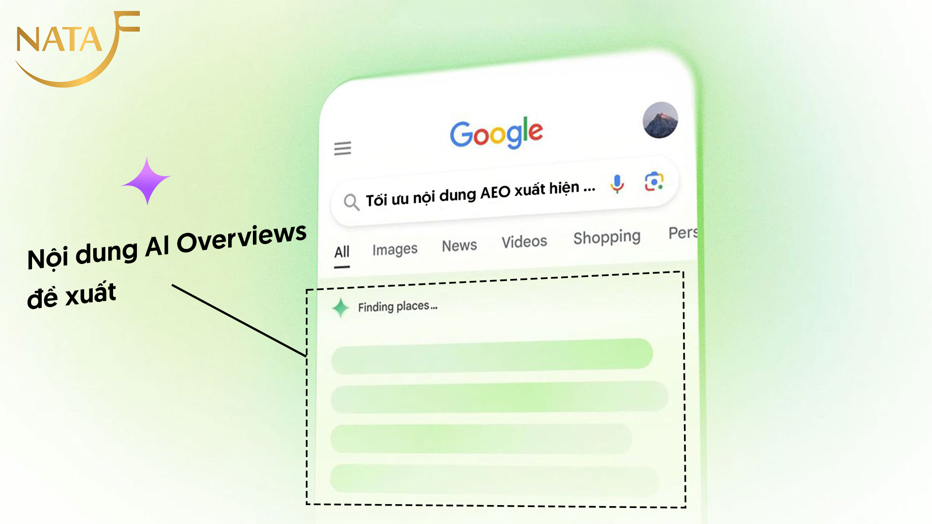 Nội dung AI Overviews đề xuất luôn đứng đầu trang 