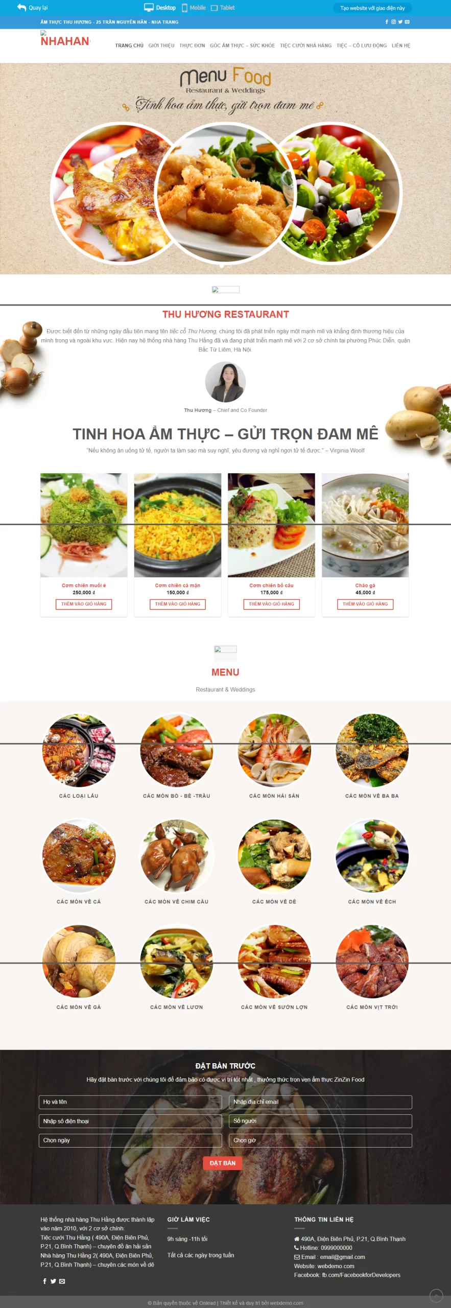 Thiết kế web nhà hàng