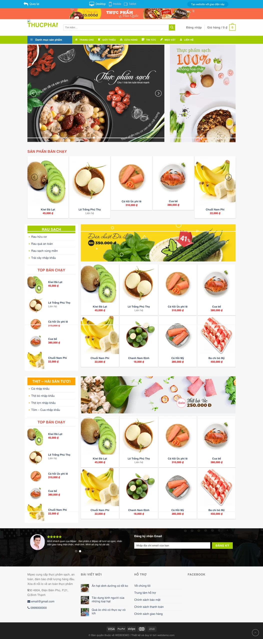 Thiết kế web thực phẩm